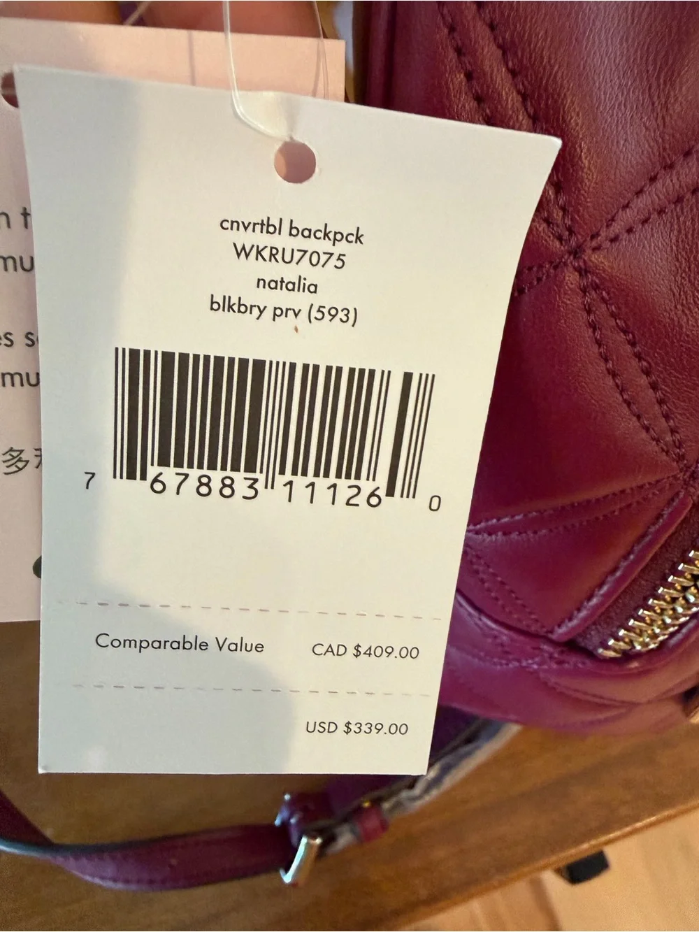 kate spade Quilted Mini Backpack in Wine